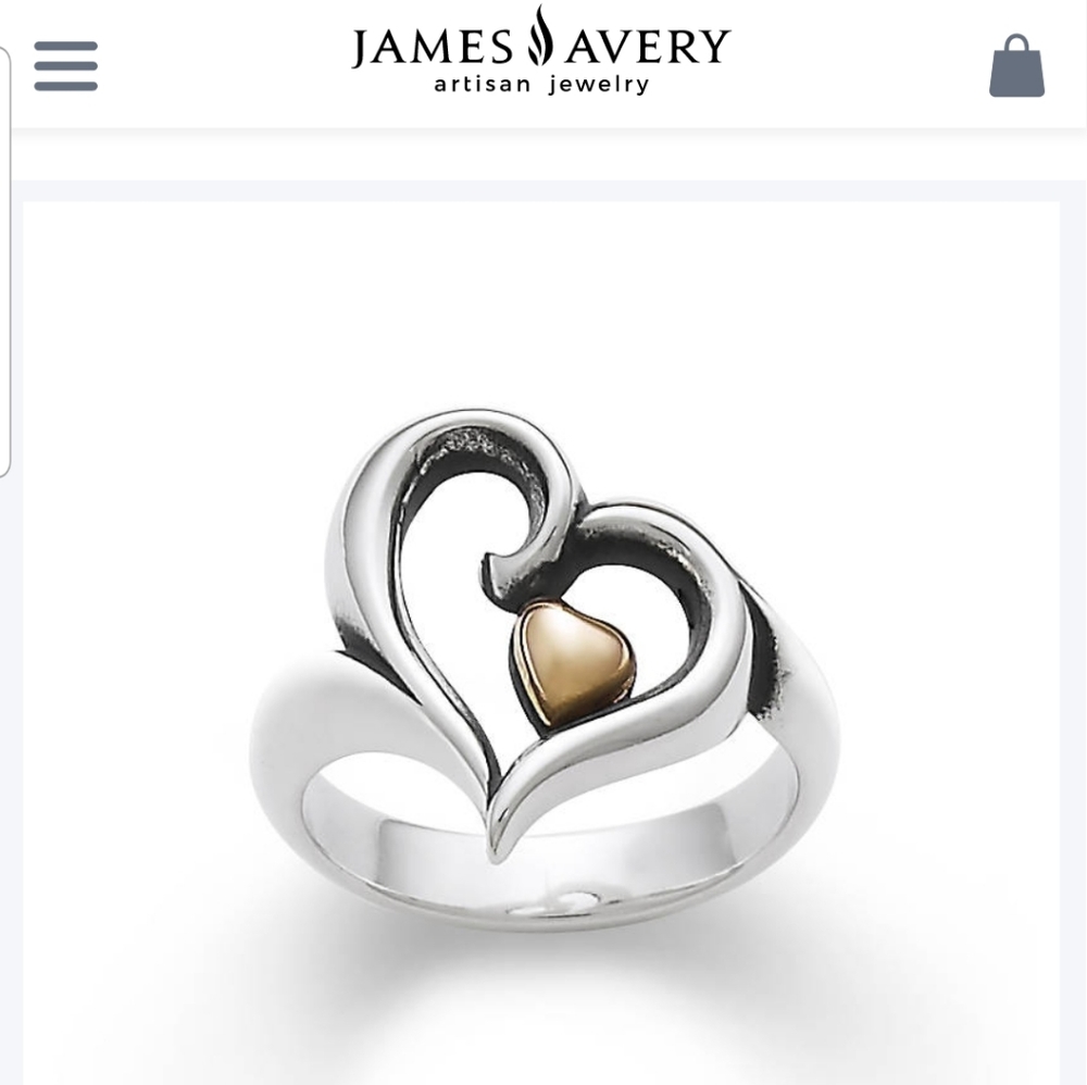 EUC James Avery Joy Of My Heart Ring 18k&925
